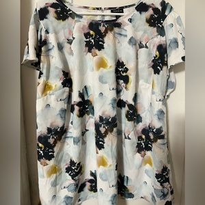 Blue water color type short-sleeved blouse
